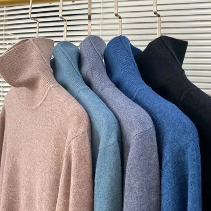 Men's wool knit sweater, various collar shapes