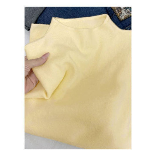 Women's knitted sweater, stand-up collar, simple design