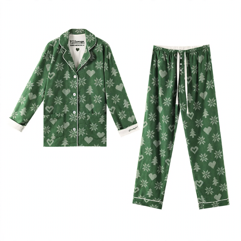 Women's pajamas, cotton, brushed on both sides, versatile
