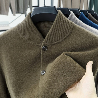 Men's cardigan with standing collar and buttons
