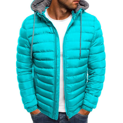 Padded men's winter jacket with hood
