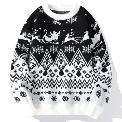 Knit pullover with round neck, floral pattern