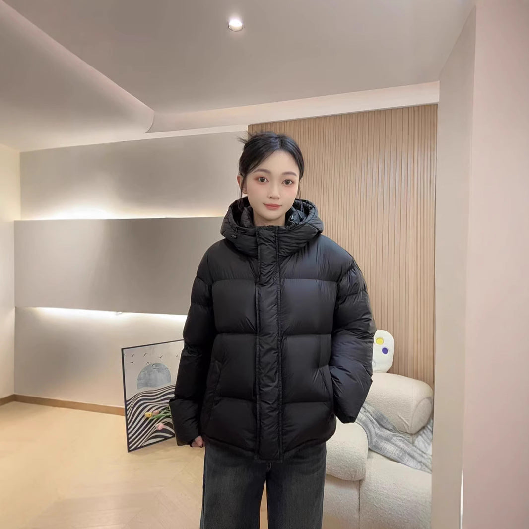 Short down jacket with hood for women