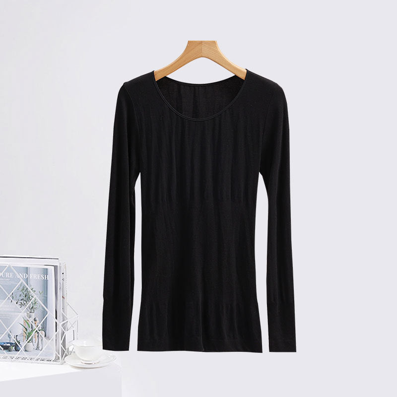 Women's thermal top, fitted, round neck