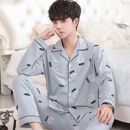Men's Pajama Set, 100% Cotton, Long Sleeve, Plus Sizes