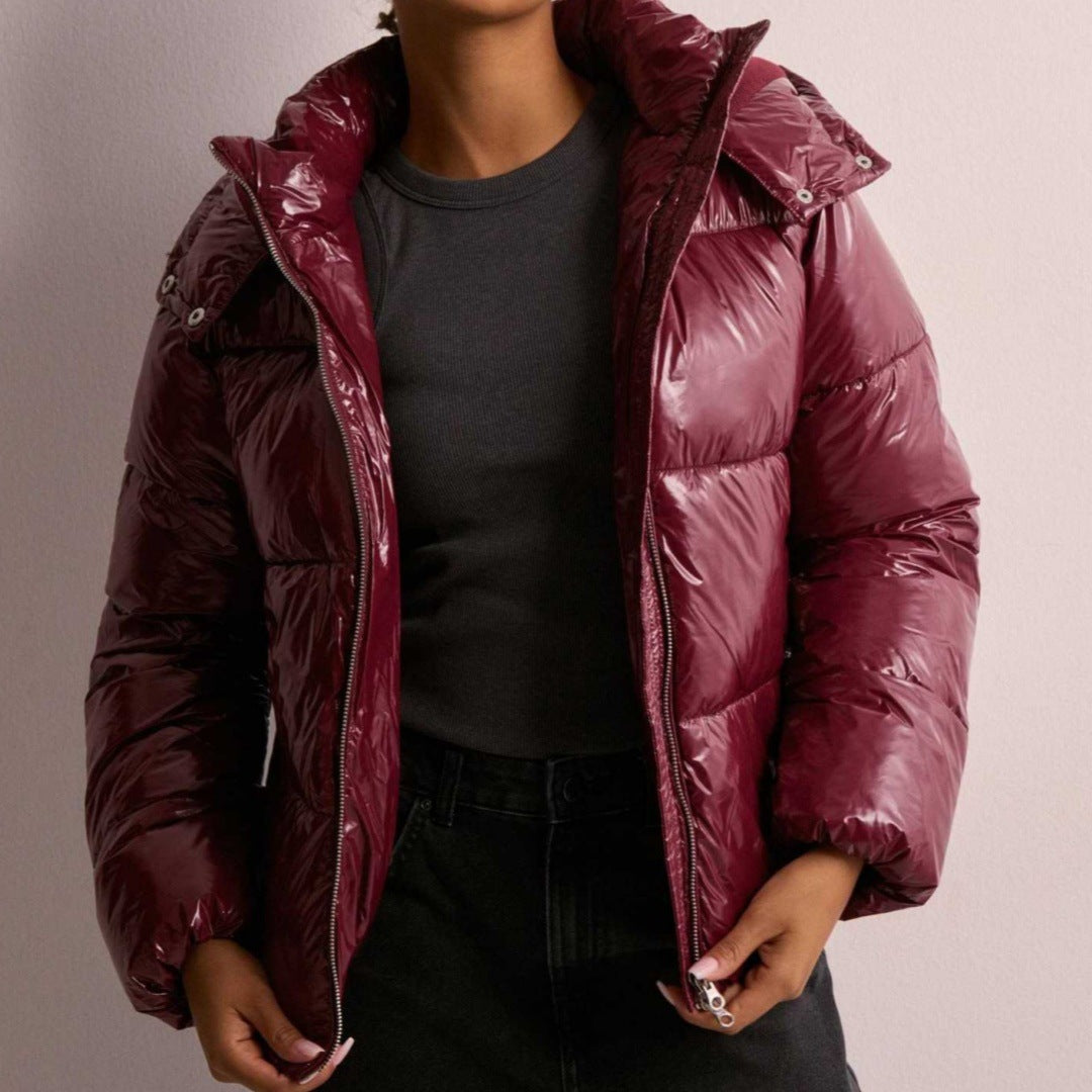 Padded women's hoodie jacket with 3D effect