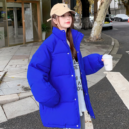 Short women's quilted jacket, loose, lined