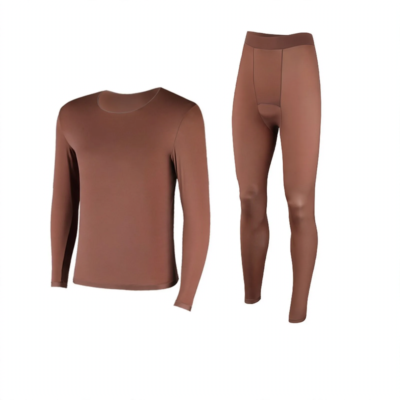 Thin thermal underwear set for men, round neck