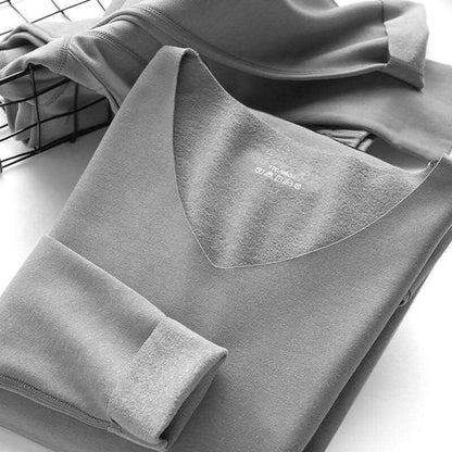 Seamless Thermal Underwear Set for Men, V-Neck