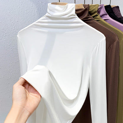 Women’s Long Sleeve Turtleneck Shirt, Ribbed and Elastic