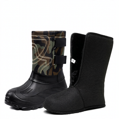 Padded men's winter boots for slipping on