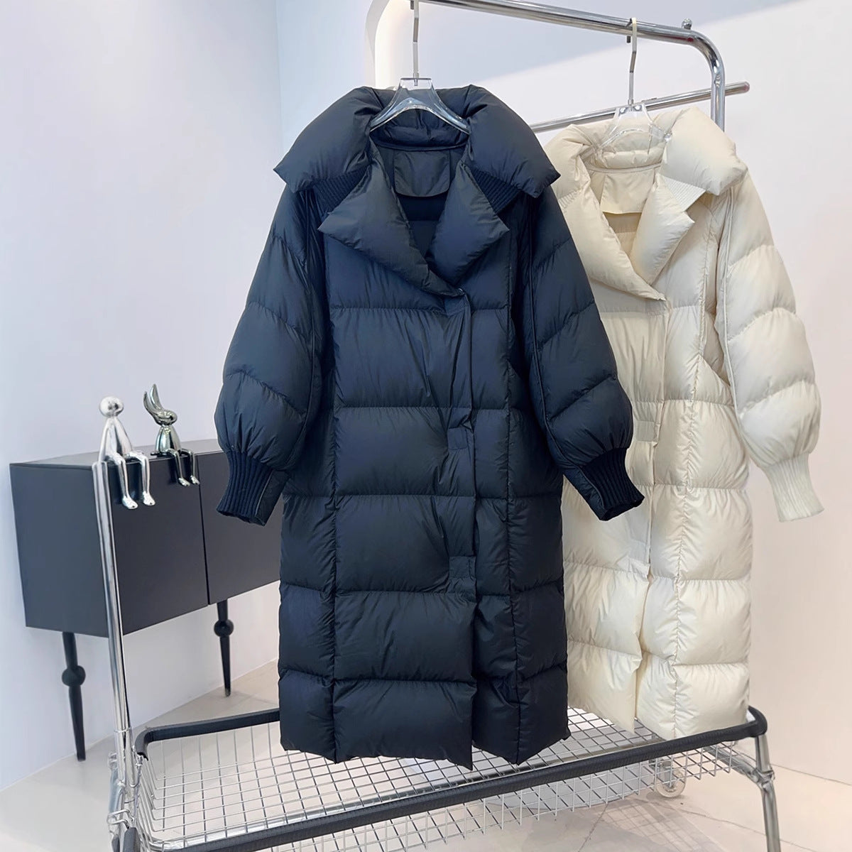 Longer, padded women's coat in plus size