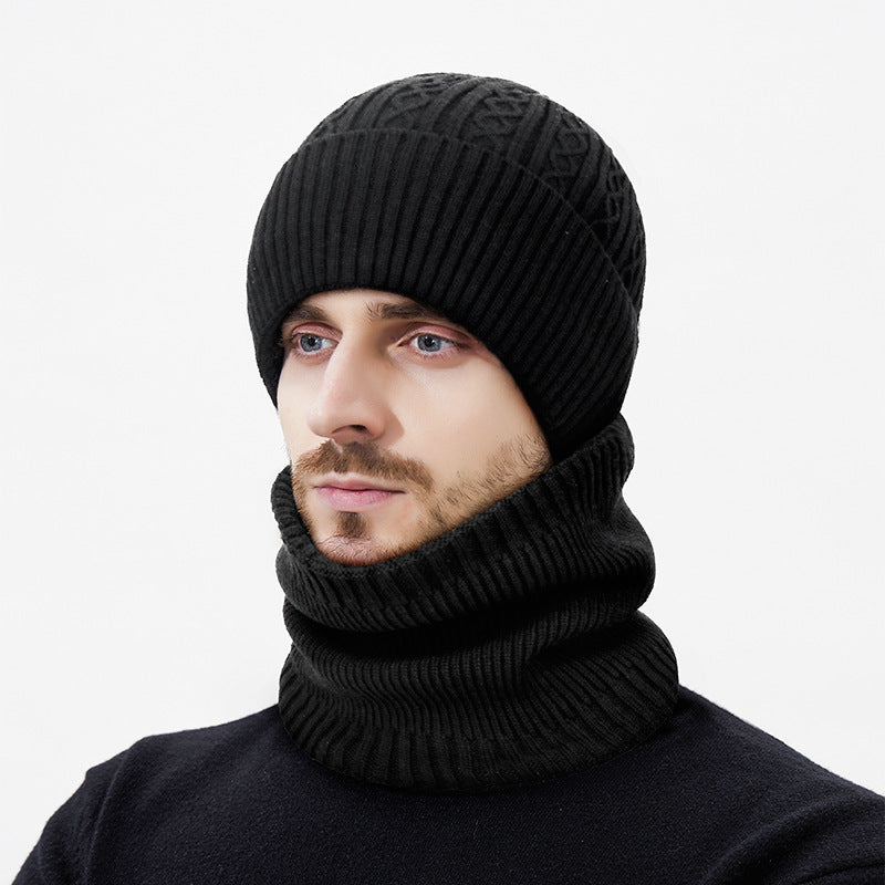 Knit hat and neck warmer set, One size