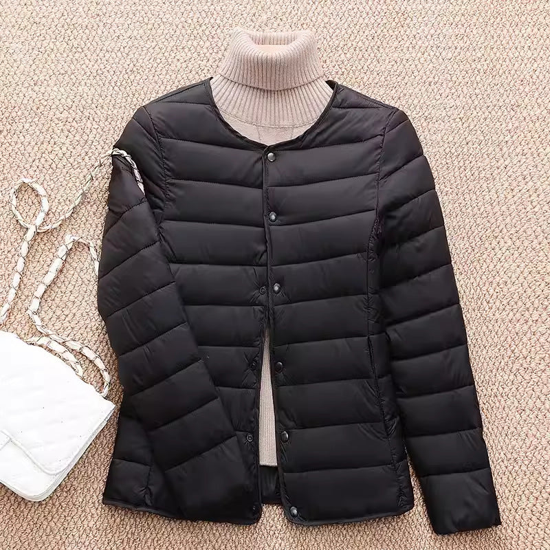Light women's quilted jacket, short, tailored
