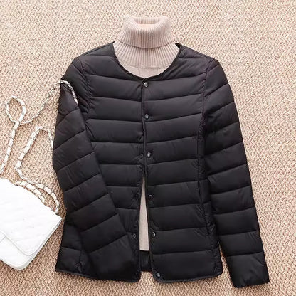 Light women's quilted jacket, short, tailored