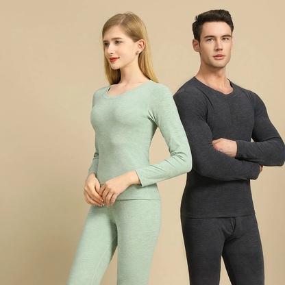 Thermal underwear set, cashmere-silk blend, round neck