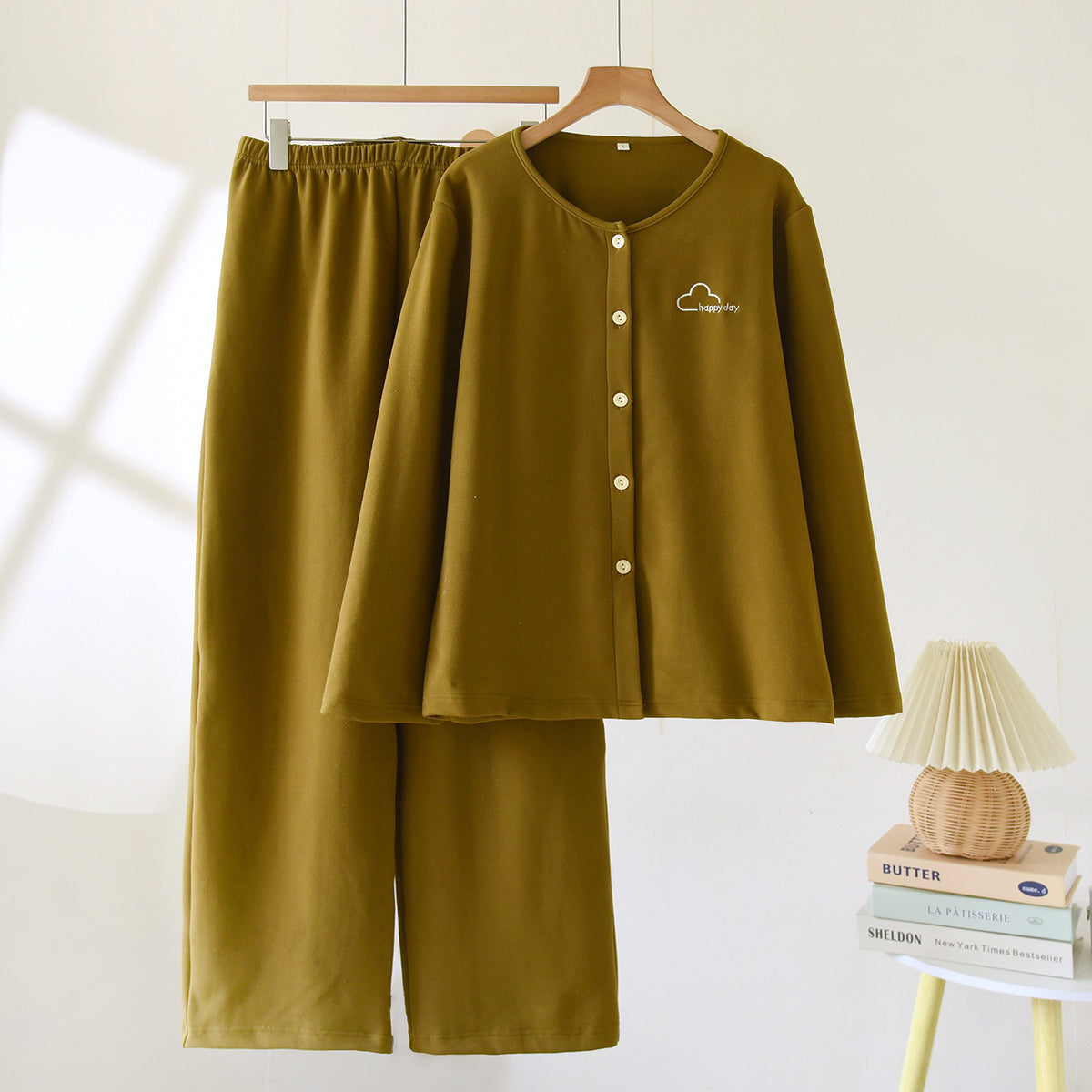 Women’s loungewear set, flannel, lined, loose