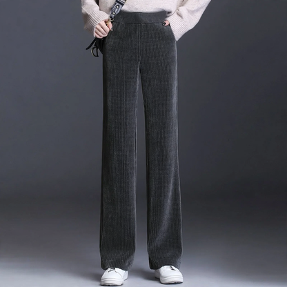 Fleece-lined corduroy pants for women