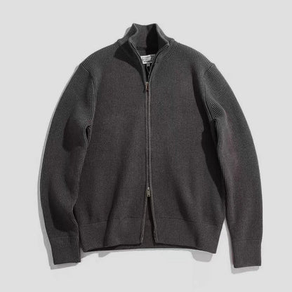 Unisex knitted jacket with roll neck and double zipper
