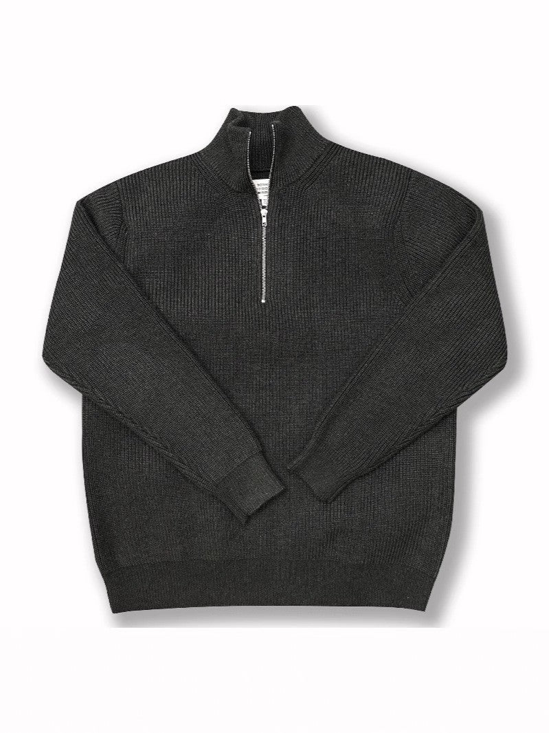 Unisex knitted pullover with zipper, cotton blend