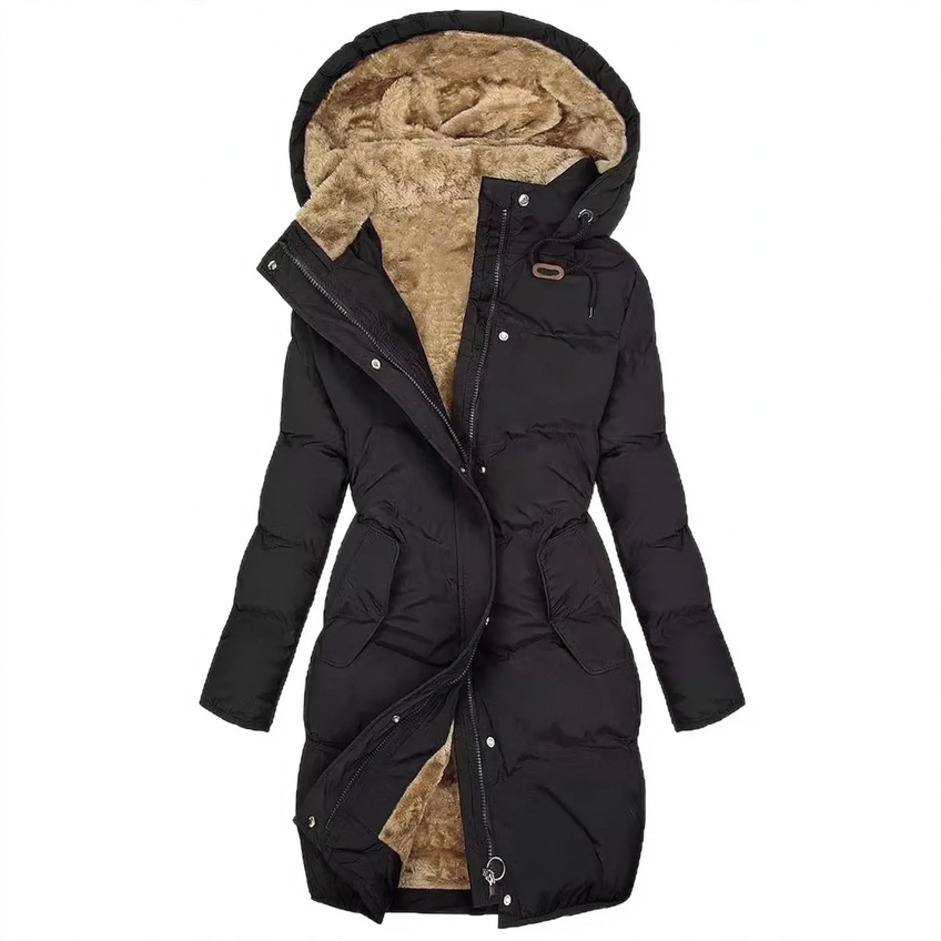 Padded women's jacket with fur collar