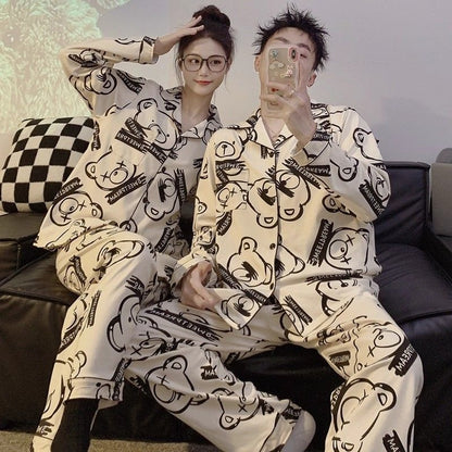 Cartoon Pajama Set for Couples, Long Sleeve