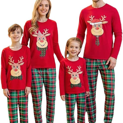 Family Pajama Set, Cotton, Christmas Cartoon Design