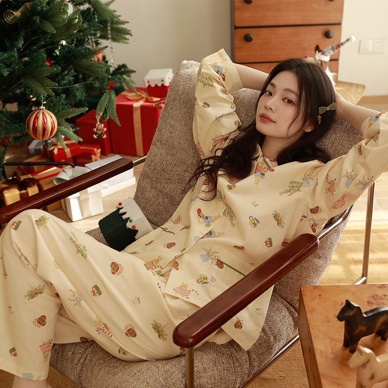 Women's loungewear, cotton, brushed, Christmas motif