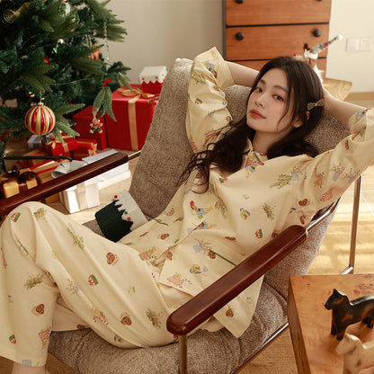 Women's loungewear, cotton, brushed, Christmas motif