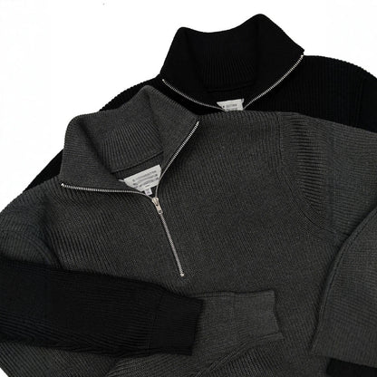 Unisex knitted pullover with zipper, cotton blend