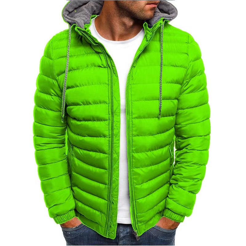 Padded men's winter jacket with hood