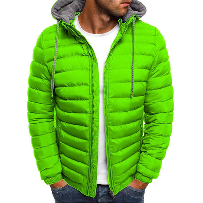 Padded men's winter jacket with hood