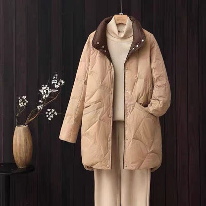 Lightweight down jacket with stand-up collar for women, plus size