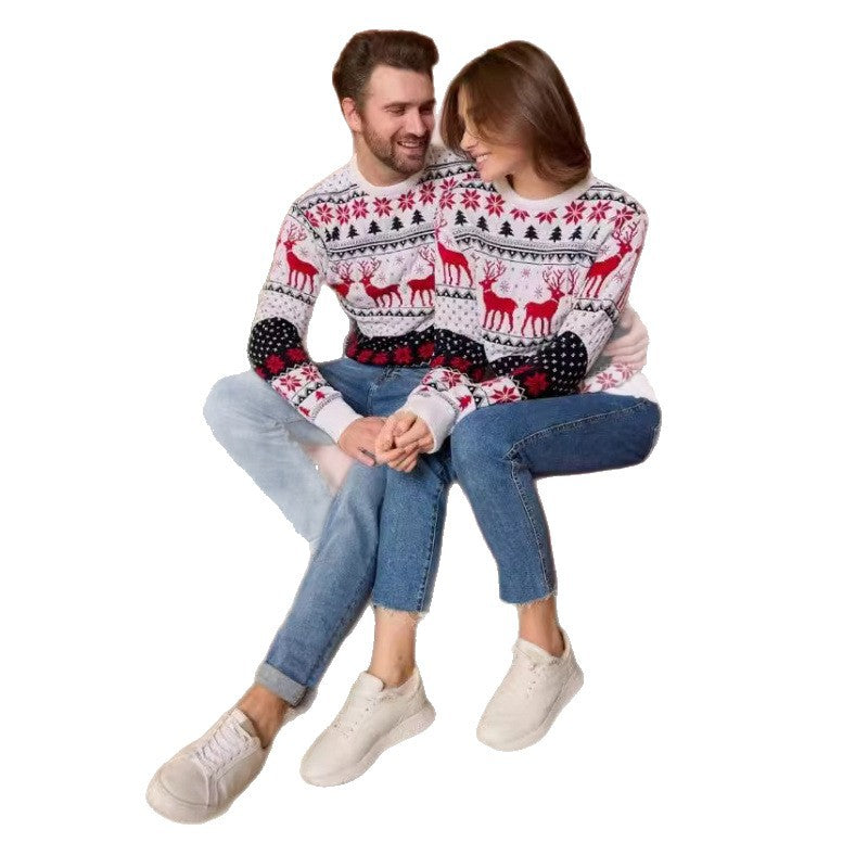 Unisex knit sweater with reindeer motif