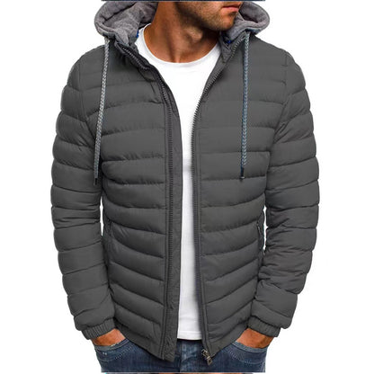 Padded men's winter jacket with hood