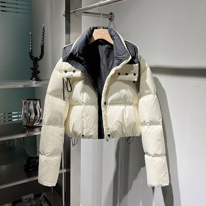 Short women's quilted jacket, high-waisted, lined