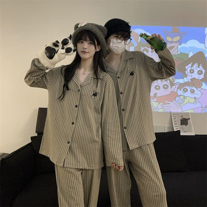 Striped pajama two-piece set for women and men
