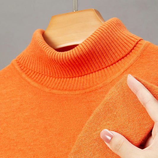 Men's turtleneck sweater, knitted, warm, solid color