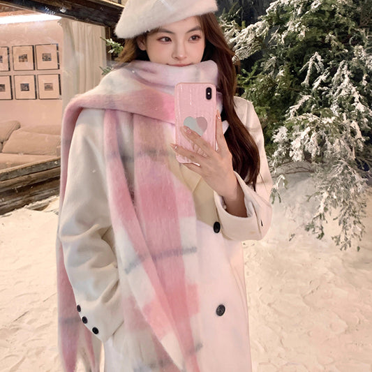 Checked scarf, soft and voluminous, 185 cm