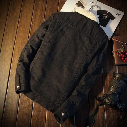 Men's denim jacket with lamb fleece lining, insulated