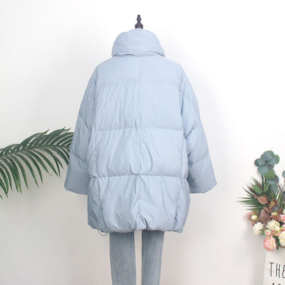 Women's down coat with scarf, medium length, loose fit