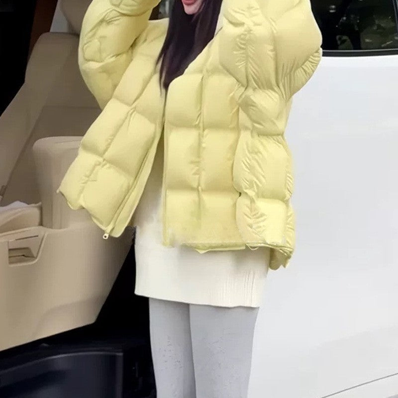 Short women's down jacket in modern style