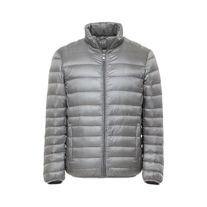 Simple men's down jacket with stand-up collar