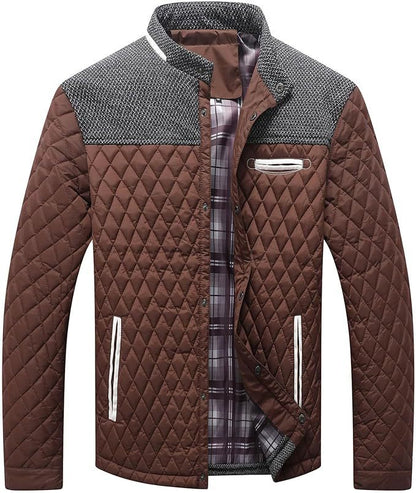 Men's padded jacket, checked, for leisure and sport