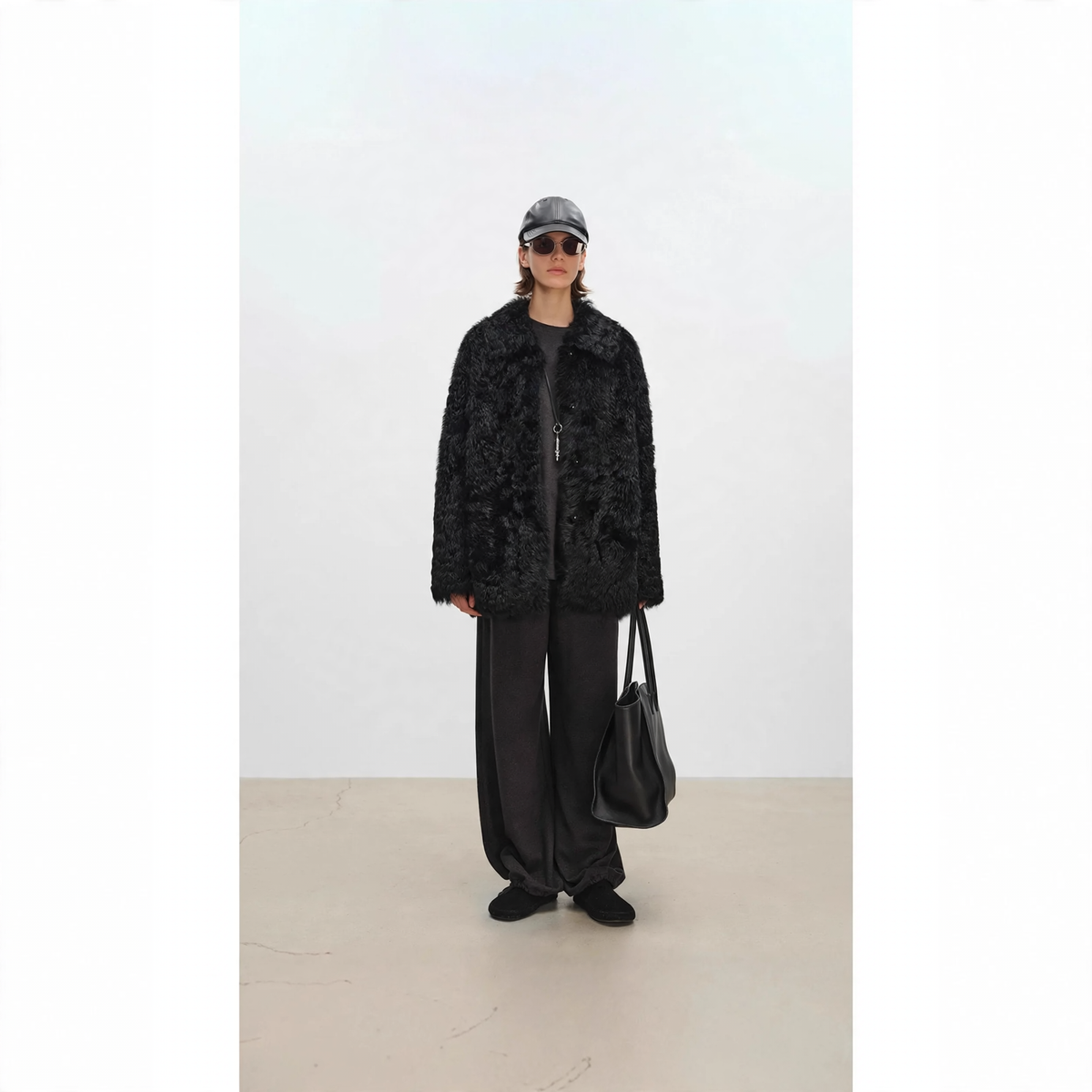 Women's coat made of lambskin imitation in Toscano look
