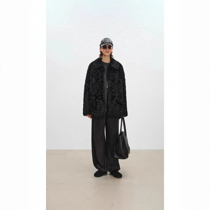 Women's coat made of lambskin imitation in Toscano look