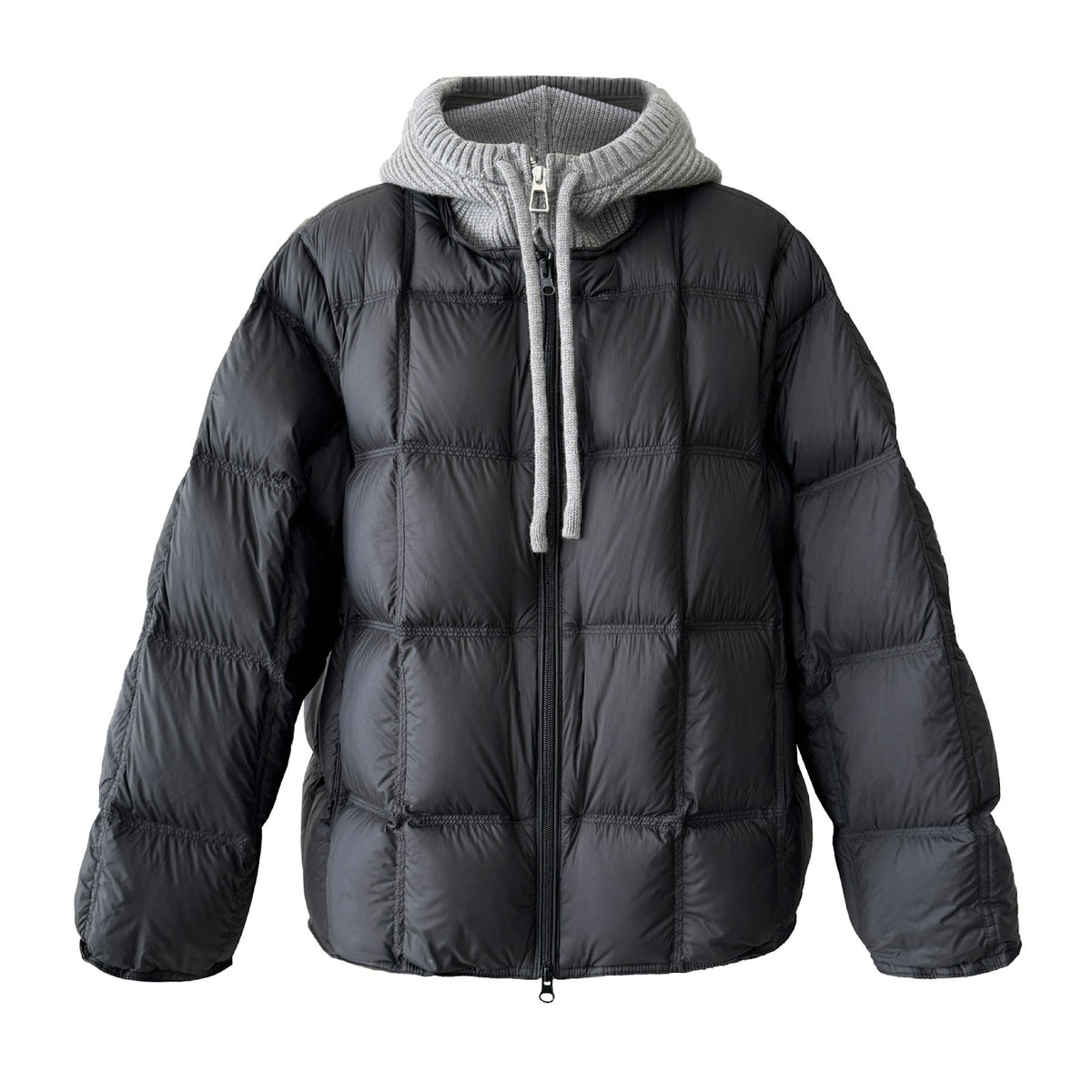 Down jacket for women with knitted hood and duck feathers