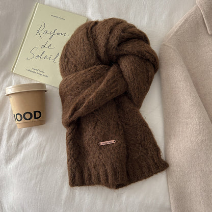 Alpaca wool blend scarf, knitted