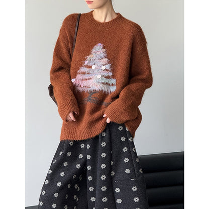 Ladies Christmas sweater, sequin design, soft