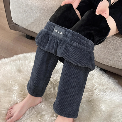 Women's corduroy pants, lined, carrot cut, narrow leg opening